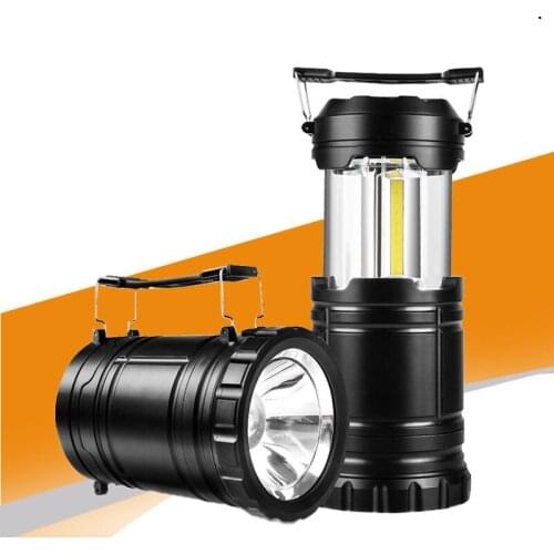 Mini COB LED Portable Lantern Collapsible Tent Lamp Waterproof Outdoor Camping Hiking Light Powered By 3*AAA