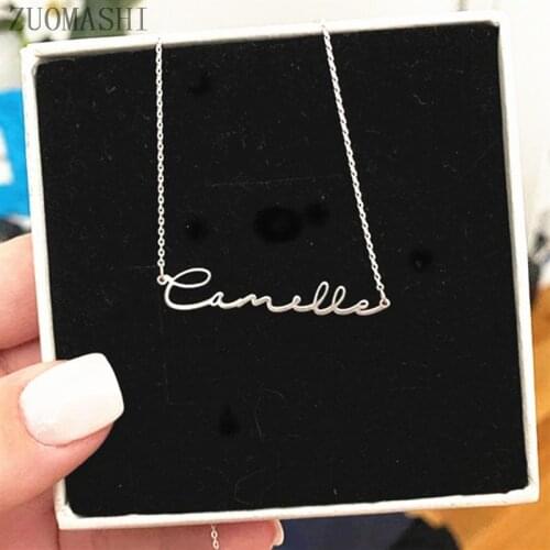 Minimalist Name Necklace Handwriting Name Necklace Tiny Nameplate Jewelry Personalized Gift For Women Custom Initials Necklace
