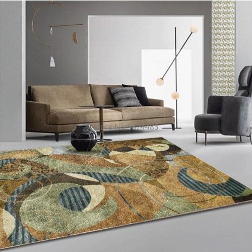Fashion Modern Abstract American Geometric Curve Brown Living Room Bedroom Bedside Carpet Floor Mat Customization