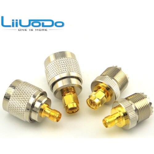 SMA-UHF RF Connectors Kit SMA to UHF L259 SO239 4 Type Set SMA Jack/Plug to UHF Nickel Gold Plated Test converter