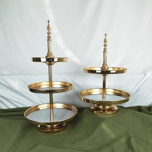 2-3 tier Gold Cake Stand Set Electroplating silver Mirror Face Wedding