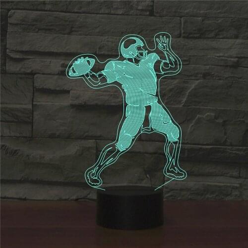 Playing Rugby Shape LED 3D Table Desk Lamp 7 Color Changing Baby Sleep Lighting Bedroom Decoor Nightlight Gift for Sports Fans