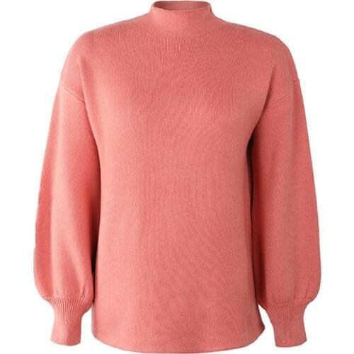 Quanss New 2021 Autumn Winter Female Fashion Turtleneck Lantern Sleeve Sweaters For Women Knitwear Casual Pullover Jumpers