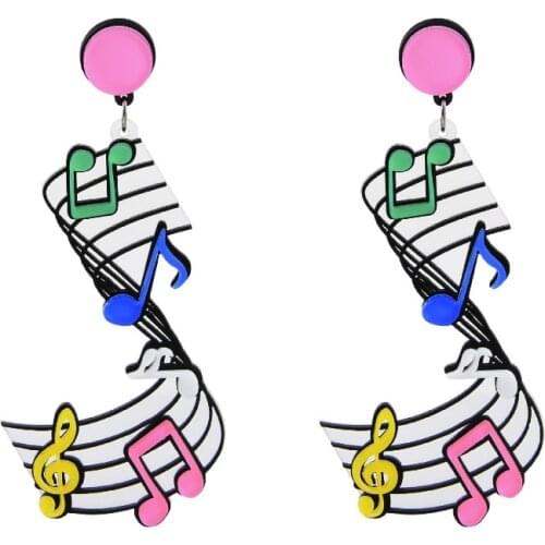 New Design Colorful Musical Notes Staff Acylic Drop Earrings Irregular Hollow Out Geometric Long Tassel Dangle Earrings Brincos