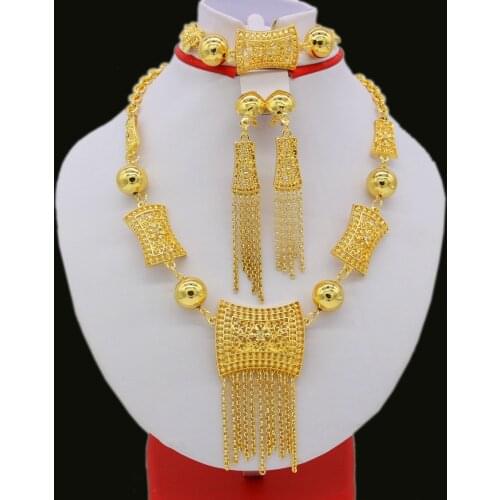 New Dubai Jewelry Set Necklace/Earring/Bracelet Gold Color Ethiopian/African/Eritrea/Arabic Habesha Women Wedding Gifts