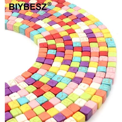 Wholesale Square Natural Turquoise Spacer Loose Beads Gasket, Can Be Used for Needlework Jewelry Making DIY Bracelet Accessories