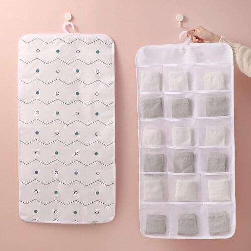 Clothing Wardrobe Hanging Bag Underwear Bra Socks Storage Container Multi-Pocket Foldable Storage Network Bag Home Organizer
