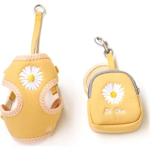 Pet Dog Harness Vest Leash with Snack Bag Outdoor Pouch Food Bags Training Treat Dog Portable Carriers Pack for Small Dogs