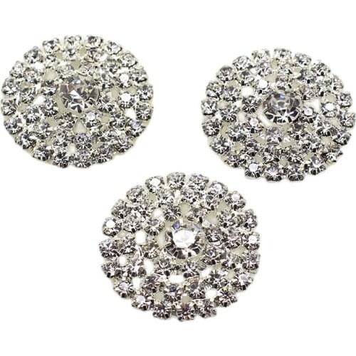 Factory Direct Sale 10Pcs/Set of 28MM Round Flat Back Rhinestone Buttons, Jewelry Decoration Crafts, DIY Scrapbook Embellishment