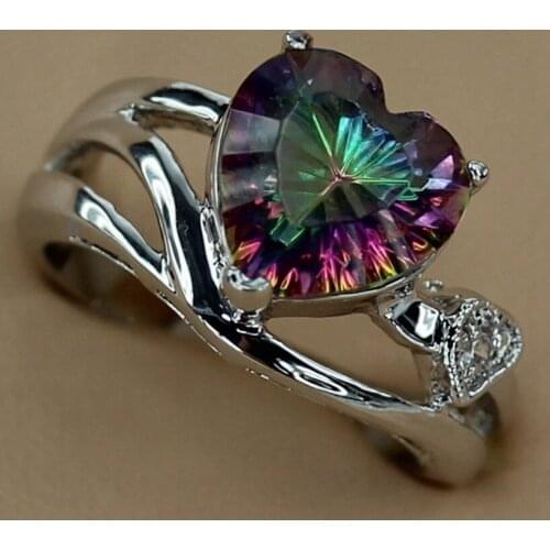 SHUNXUNZE luxury Charms Engagement Wedding rings for women dropshipping Rainbow Cubic Zirconia Rhodium Plated R3277 size 6 7 8 9