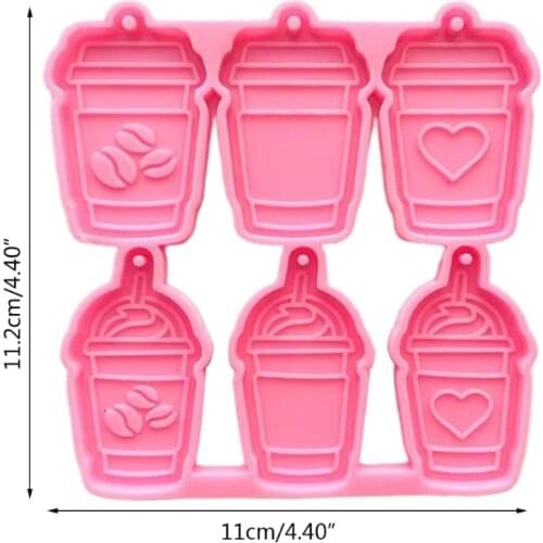 6 Coffee Cups Keychain Epoxy Resin Mold Earrings Pendant Casting Silicone Mould