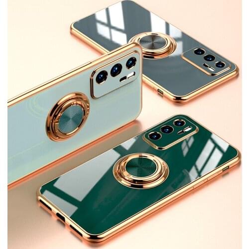 Luxury Plating Silicone Case For Huawei Honor 20 Pro P40 P30 Mate 20 Honor 30 20Pro Phone Soft TPU Covers With Ring Holder Stand