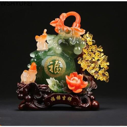 LUCKY FORTUNE GOURD ANIMAL STATUE ORNAMENTS RESIN SCULPTURE CRAFTS HOME WINE CABINET DECORATION ACCESSORIES MOVE WEDDING GIFTS