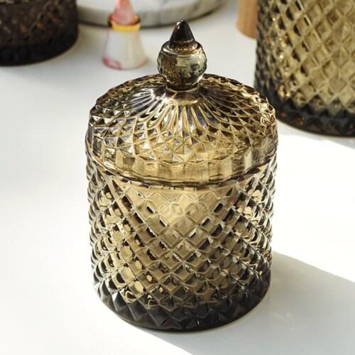 Glass Storage Jar Jewelry Ring Storage Box with Lid Cotton Swab Toothpick Storage Jar Entrance Key Storage Desktop Decoration