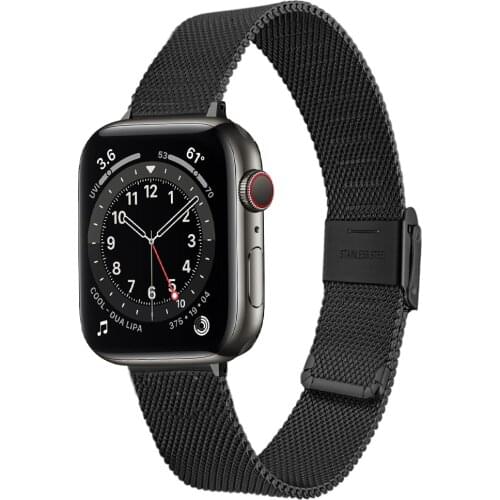 Slim Strap for apple watch se series 6 5 4 band 40mm 44mm mesh Stainless Steel Bracelet for iwatch 3 38mm 42mm Thin Wristband