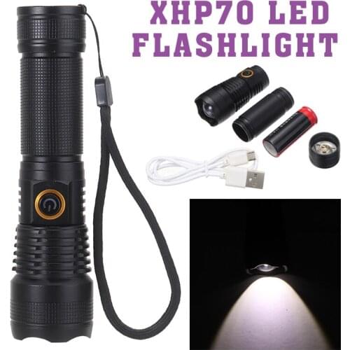 USB XHP70 Powerful LED Flashlight Telescopic Zoom Torch For Working Hunting Climbing Light Aluminum Alloy Rechargeable