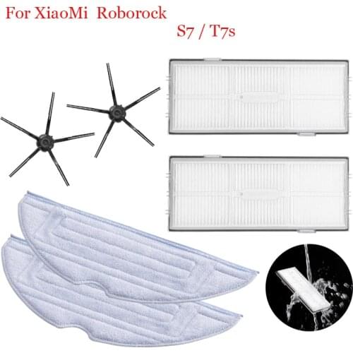 Side Brush HEPA Filters Mop Cloths Accessories For Roborock XiaoMi S7 / T7S Robot Vacuum Cleaner Spare Parts Mop Rags