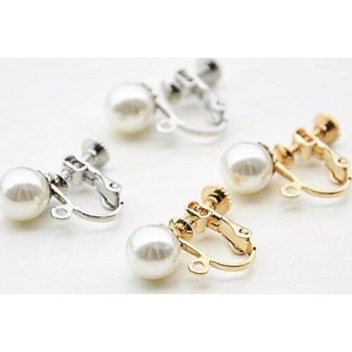 5pair/lot stainless steel U Shape Screw Ear Clip Earring Settings 8mm bead Base blank Bezel Fit DIY Ear Jewelry Making