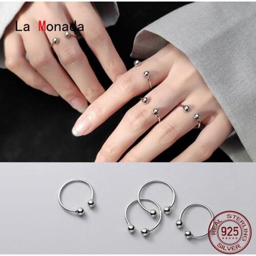 La Monada Bead Women Ring 925 Sterling Silver Minimalist Rings For Women 925 Silver Fine Jewerly Rings Woman Adjustable Open