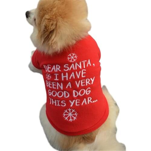 Winter Warm Pet Coat Letters Print Dog Clothes for Chihuahua Shih Tzu Sweatshirt Puppy Cat Pullover Dogs Pets Christmas Clothing