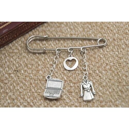 12pcs Sherlock inspired Johnlock themed charm kilt pin brooch (38mm)