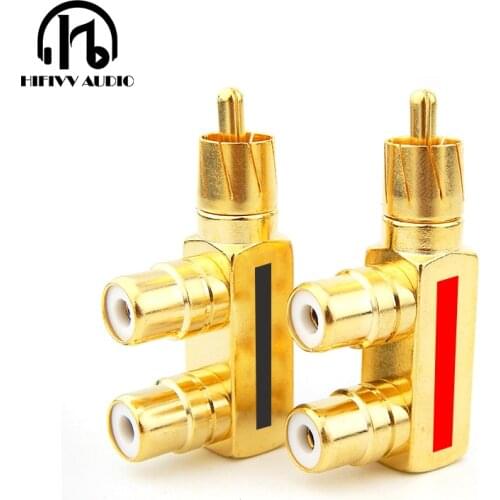 HIFivv audio Audio three - pass rca connector 1 male to 2 female Gold Plated