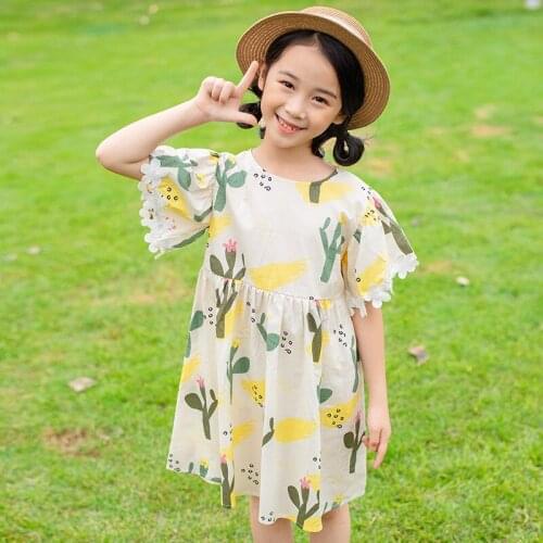 2020 New Summer Flower Girls Dress Korean-style Kids Casual Dress Baby Girls Cute Princess Dress Children Cotton Dresses, #8647