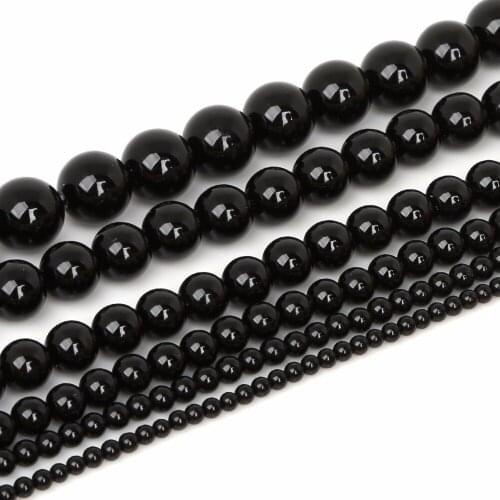 3/4/6/8/10/12mm 33-120pcs Black Round Loose Beads Natural Stone Bead For Jewelry Making Earrings Bracelet Necklace DIY