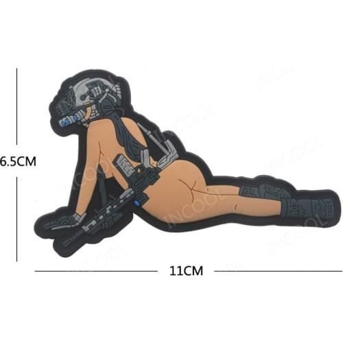 Gun Girl 3D PVC Patch US Army Military Patch Tactical Badges Combat Funny Hook Rubber Girls Patches Drop Shipping