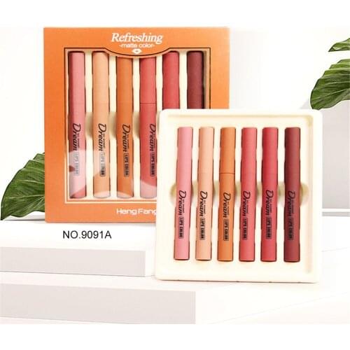 6Pcs Non-stick Cup Lipstick Waterproof And Sweat-proof Lipstick Women Moisturizing Long Lasting Lip Matte Lipstick Makeup Lips