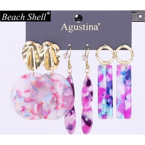 Acrylic earrings 2019 Boho Acetate Round pendant Women Big Long Drop Dangle earings Fashion Jewelry Bohemian Dangle Accessories