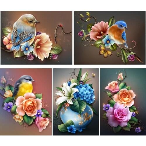 5D DIY Diamond Embroidery Flower Bird Full Drill Diamond Painting Scenery Cross Stitch Animals Mosaic Home Decoration Gift