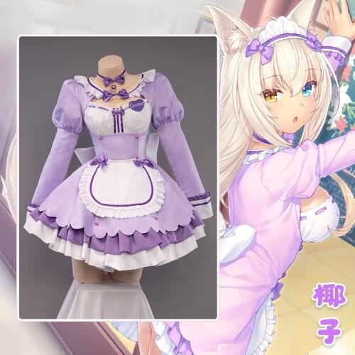 Anime Game Nekopara Chocolat Maid Dress vol.4 Sexy Purple Uniform Cosplay Costume Full Set Women Halloween FreeShipping 2021 New