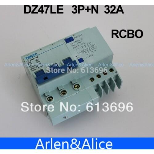 DZ47LE 3P+N 32A 400V~ 50HZ/60HZ Residual current Circuit breaker with over current and Leakage protection RCBO