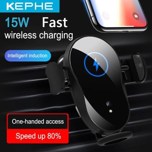 15w Qi Car Wireless Charger Fast Car Wireless Charger Auto Sensor Clamping for IPhone 11 Pro Max X Charging Phone Charger Holder