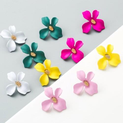 Free Shipping HER006 100 Pairs/lot 2.5 x 2.8 CM Alloy Floral Earrings Ear Nail Fashion Earrings Women Wearing Jewellery 7 colors