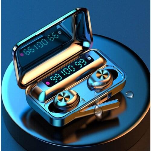 TWS Touch F9-10 Bluetooth Headset Three-screen Digital Display Wireless Bluetooth 5.0 Bluetooth Headset Lanyard Power Bank Style