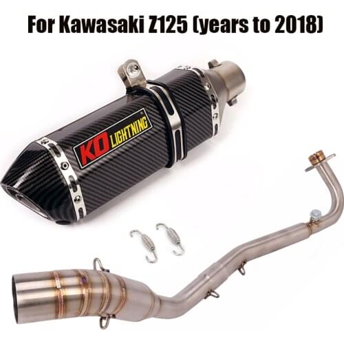 For Kawasaki Z125 Full Exhaust System Front Header Escape Connect Link Pipe Slip On 51MM Silencer Baffles Exhaust Muffler
