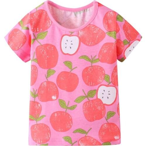 Funnygame 100% Cotton Baby Clothes with Apples Print for Girls Summer T shirts Cute Kids Tees Cartoon Toddler Tops