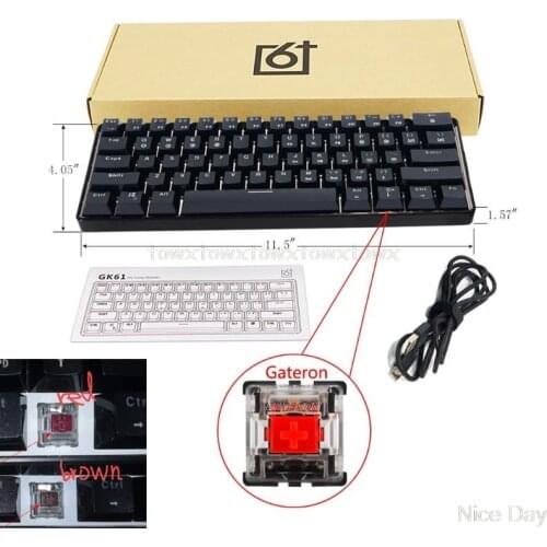 SK61(GK61) 61 Key USB Wired LED Backlit Axis Gaming Mechanical Keyboard For Desktop Ju16 20 Dropship