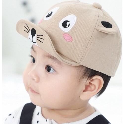 Cartoon Cute Baby Hat With Ears Summer Autumn Infant Toddler Baseball Cap Casual Outdoor Kids Adjustable Sun Hat