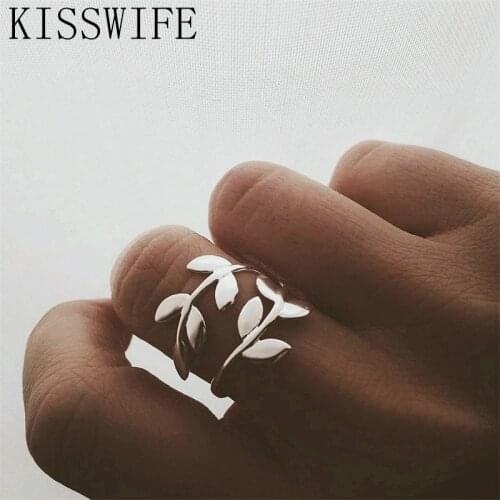 Fashion Silver Color Ring Olive Tree Branch Leaves Open Ring for Women Wedding Rings Charms Adjustable Knuckle Finger Jewelry
