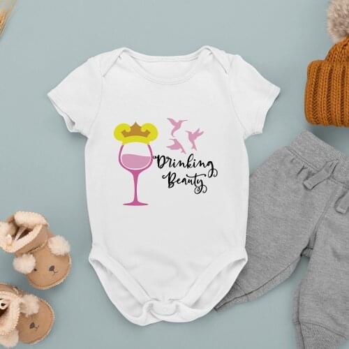 Newborn Jumpsuit Sleeping Beauty Cartoon Printing Outdoor Fashion Disney Wine Glass Princess Baby Romper Series Dropship Kawaii
