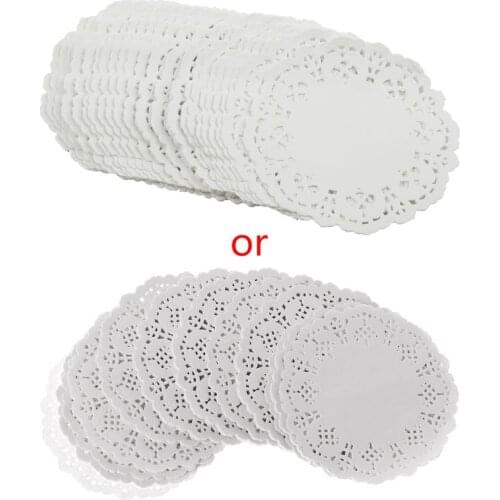 200Pcs Round Lace Paper Mats Coasters Placemats Wedding Events Party Table Gift L4MB