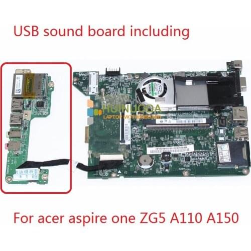 NOKOTION MBS0506001 MB.S0506.001 DA0ZG5MB8G0 For acer aspire one ZG5 A110 A150 laptop motherboard With USB sound board
