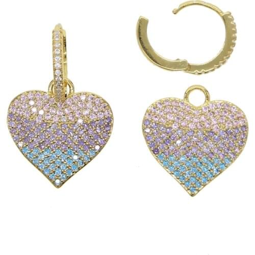 Copper Yellow Gold Color Heart Rainbow Cz Earring Tears Totem Earrings Gift Pendientes Oorbellen Boucle D'oreille Femmes New