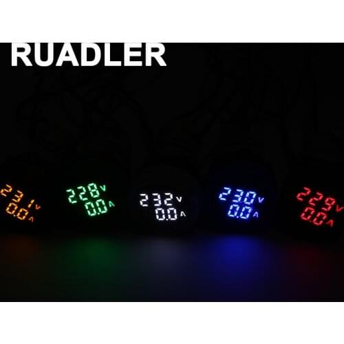 Mini Digital Voltmeter Ammeter 22mm AC 50-500V 0-100A Amp Volt Voltage Tester Meter Dual LED Indicator Pilot Lamp Light