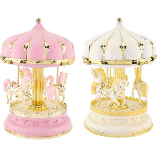 Merry-Go-Round Wooden Music Box Toy Home Decor Carousel Music Box Christmas Wedding Birthday Kids Anniversary Gift