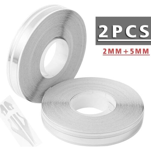 New 2pcs 32ft Silver Pinstriping Car Body DIY Sticker Stripe Vinyl Tape Decals Stickers For Car Motorcycle Boat