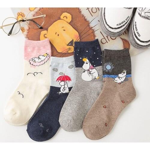 2019 New Autumn And Winter Women Cartoon anime Socks Hippo Cartoon Animal Fashion Classic Funny Middle Tube Footwear 1pair